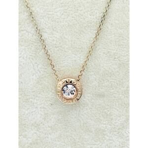 Coach Open Circle Necklace Peach Glass Stone Gold Tone NWT Boxed Gift-Ready